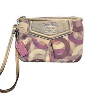 Coach Madison Graphic Op Art Small Wristlet in Shades of Purple and Silver.